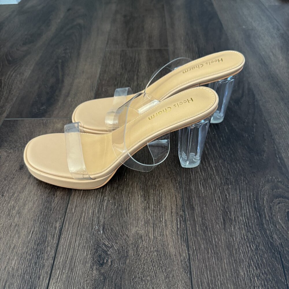 AMAZON - Clear Platform Heels - Size 10
